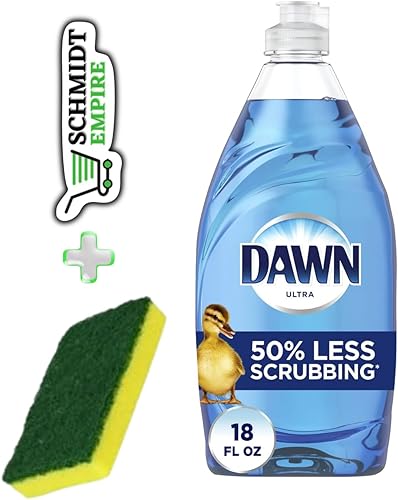 Ultra Dawn - Jabón líquido para lavavajillas (aroma original de 8 onzas líquidas), incluye adhesivo SchmiidtEmpire + esponja de limpieza (1)