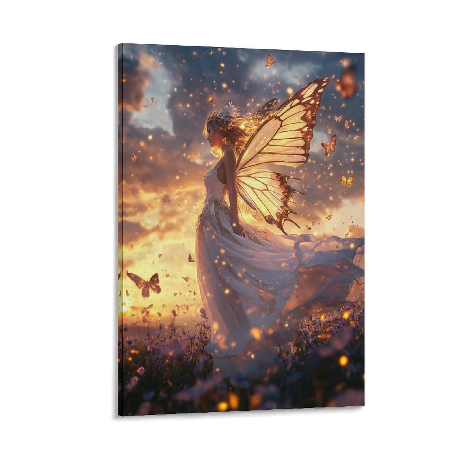 KNZVCXUEH Butterfly Fairy Canvas Wall Art Pictures on Canvas Poster Modern Gallery for Bedroom Office Aesthetic Beauty Prints Rectangle 20x30inch(50x75cm)