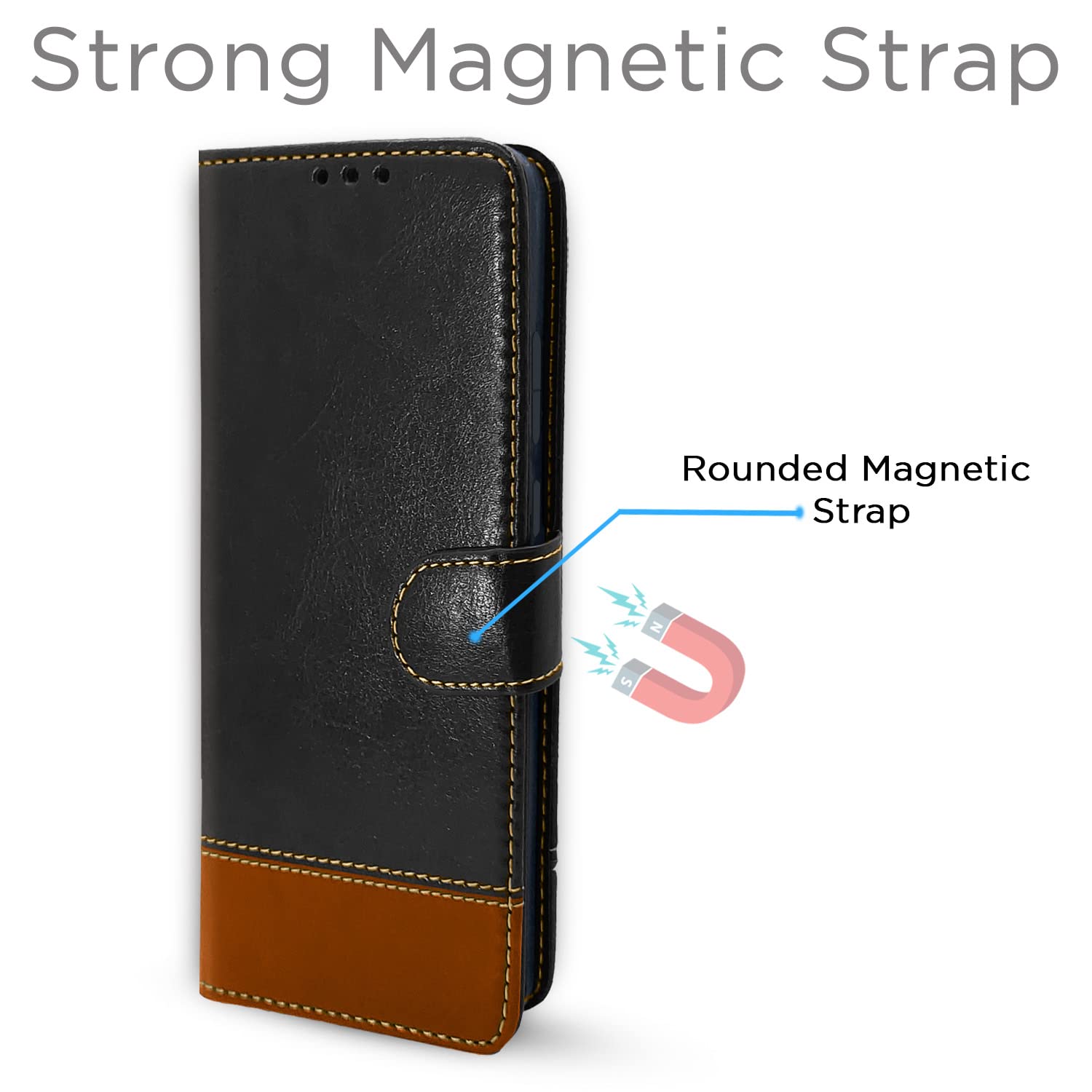 61k1Rexb64L._SL1500_ Pikkme Samsung Galaxy M21 / M30s / M21 2021 Flip Cover | Dual-Tone PU Leather Finish | Wallet Style & Stand | Magnetic Flip Case (Black & Brown)