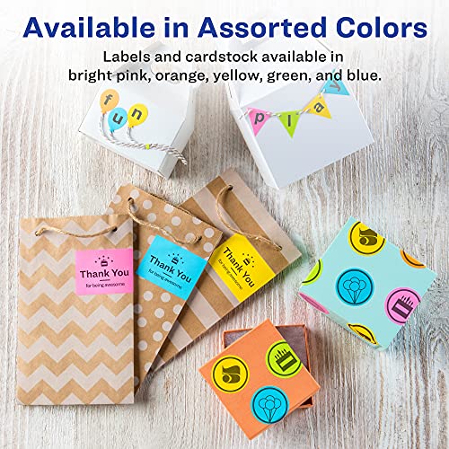 Avery Labels With Sure Feed, Assorted Bright Colors, 2" X 2-5/8", Laser/Inkjet, 150 Labels (4331) #TOP1