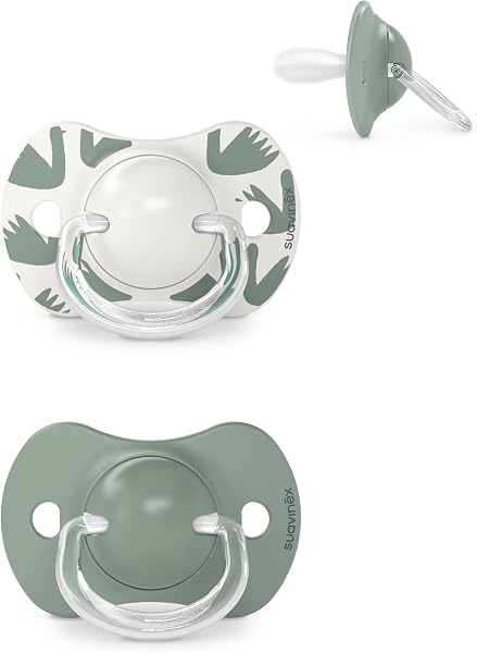 Suavinex Confezione 2 Ciucci con Tettina in Silicone Simmetrica SX Pro, per Bambini 6-18 Mesi, Ciuccio Neonato, con Tettina Piatta e Flessibile, Walk in the Park Verde - 1