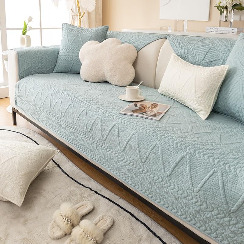 L-Shape Sofa Slipcover 1/2/3/4 Seater Quilted Corner Guard Non-Slip Furniture Protector Machine Washable Versatile Cover for Sectional Couch(H,110x110cm)