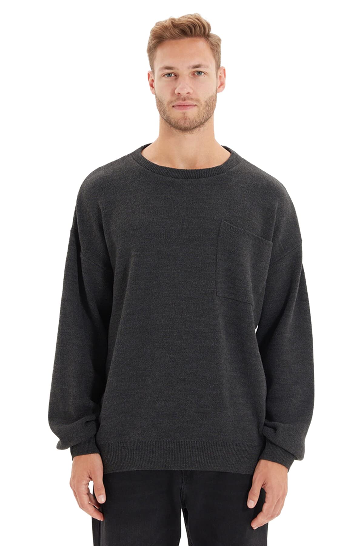 Trendyol Man Oversize Basic Crew Neck Knitwear Sweater