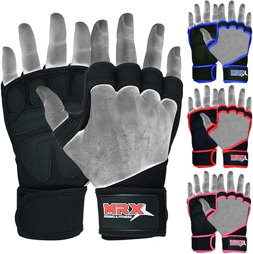 Miniatura 7 de MRX BOXING &amp; FITNESS Guantes de entrenamiento para hombres y mujeres, guantes de levantamiento de pesas ventilados con muñequeras, protección de