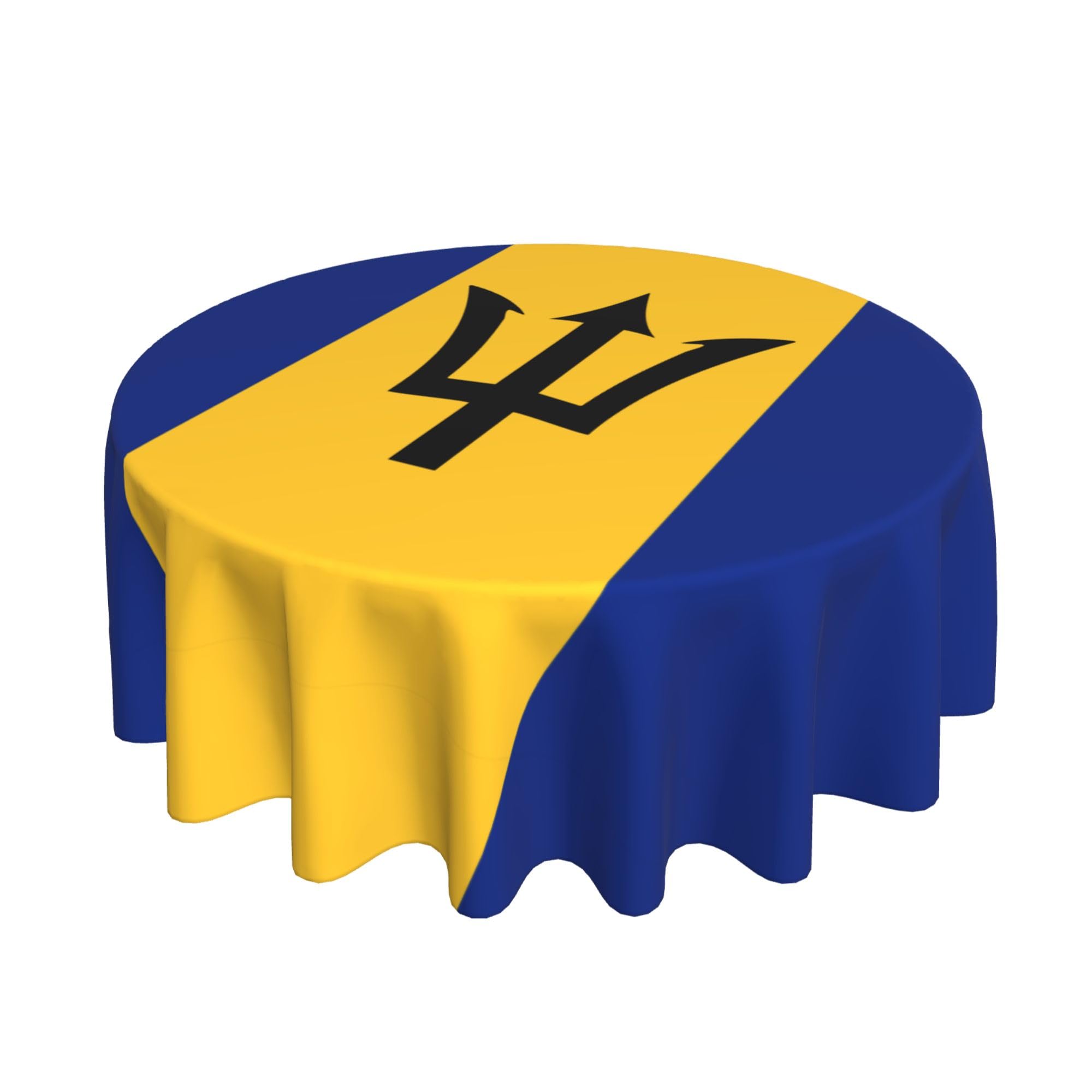 HLBSDM Flag of Barbados 60" Restaurant Circle Decor Tablecloth Festive Table Cover Round Art Desk Cloth