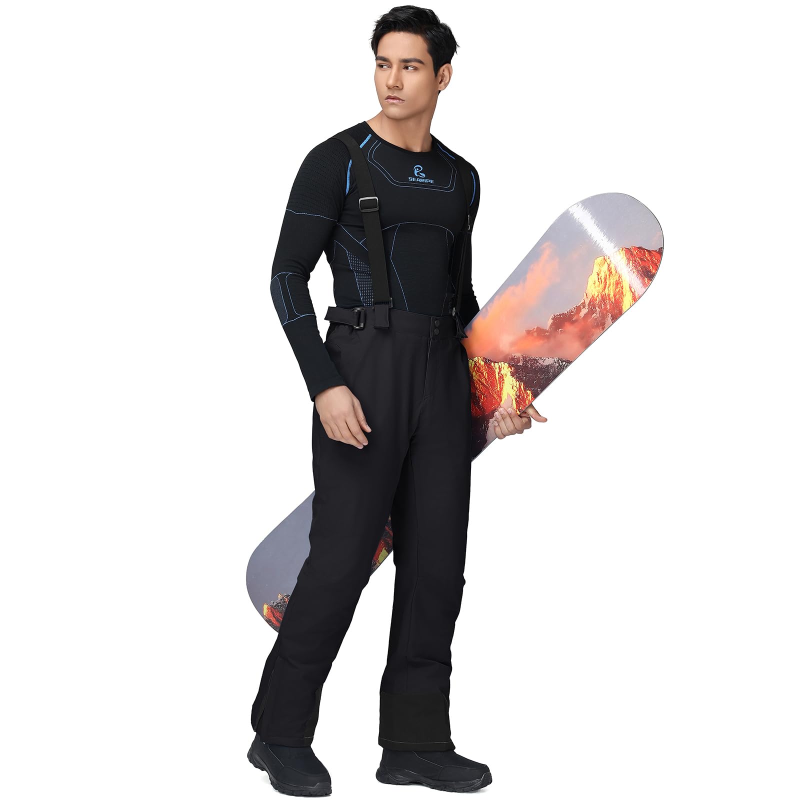 HOUZONIY Herren Skihose Gefüttert mit Hosenträger Wasserdicht Winddicht Ski Hosen Schneehose Snowboardhose