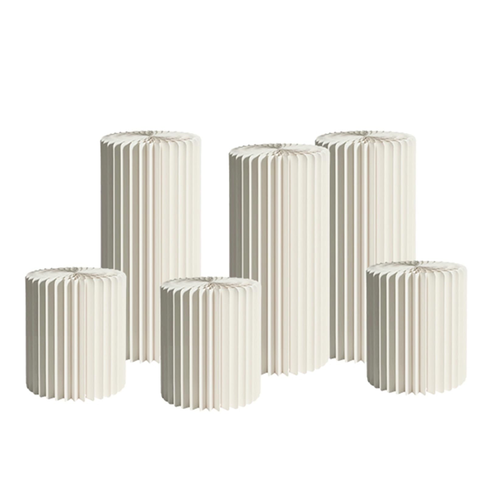 Składane papierowe kolumny cylindryczne stoły cokołowe, stojaki na cokoły, DIY akordeon cylinder cokół stół deserowy stojak na dekoracje ślubne (kolor: beżowy, rozmiar: H)
