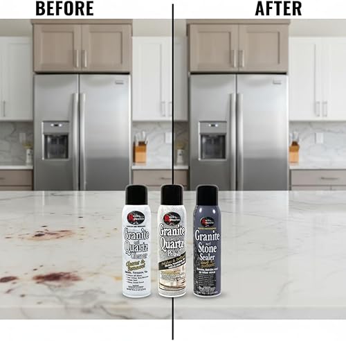 Miniatura 6 de Rock Doctor Kit de cuidado de granito y cuarzo, kit combinado de mantenimiento de 3 piezas para el cuidado de la piedra – Limpia y renueva Marbel,