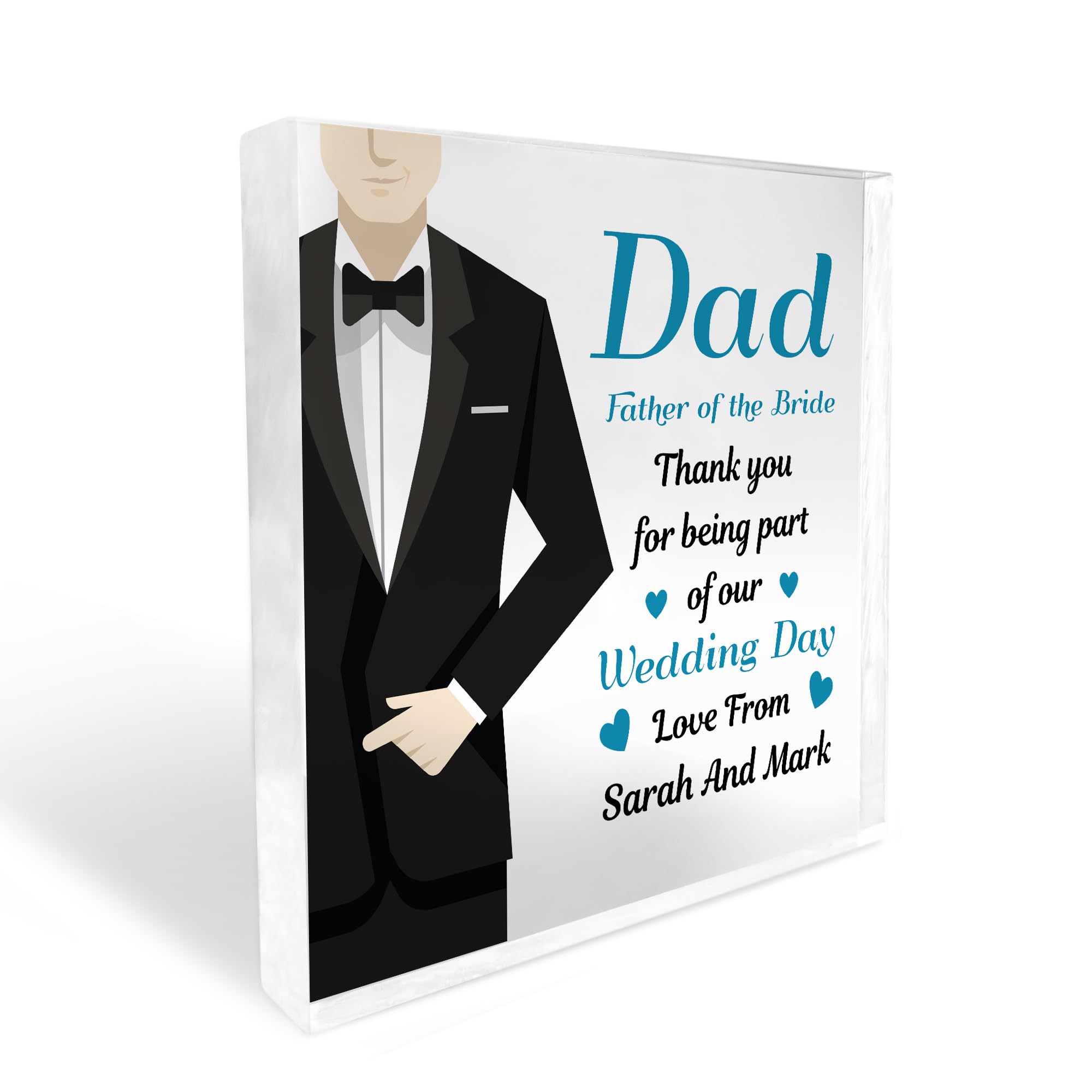 Red Ocean Wedding Day Gift For Dad From Bride And Groom Personalised Block Wedding Gifts Thank You Gift For Dad