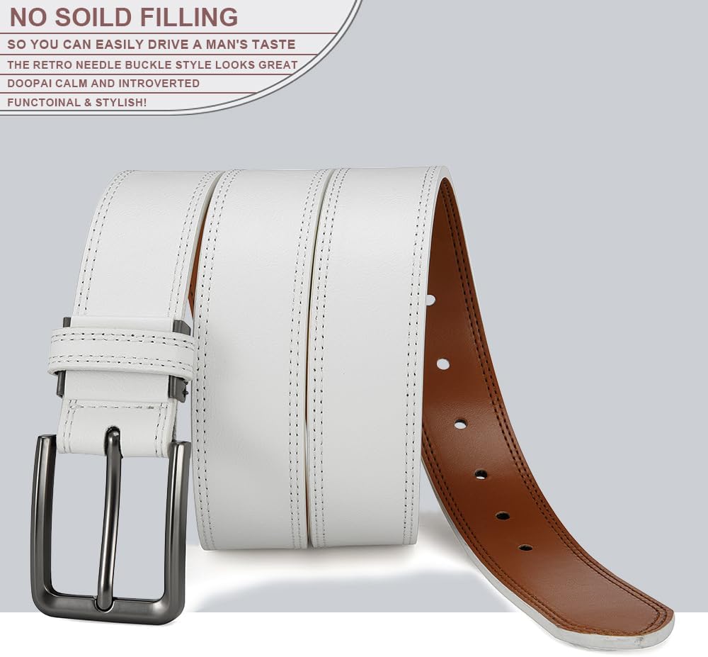 DOOPAI Men's Leather Belt - 1 3/8" Genuine Cowhide Dress Belt for Work, with Quick-Size Adjuster Golf & Casual - Image 2