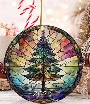 2026 Christmas Tree Funny Decorations, 2026 Christmas Ornaments, Painted Glass Style, Ornaments for Christmas Tree, Acrylic Hanging Ornaments