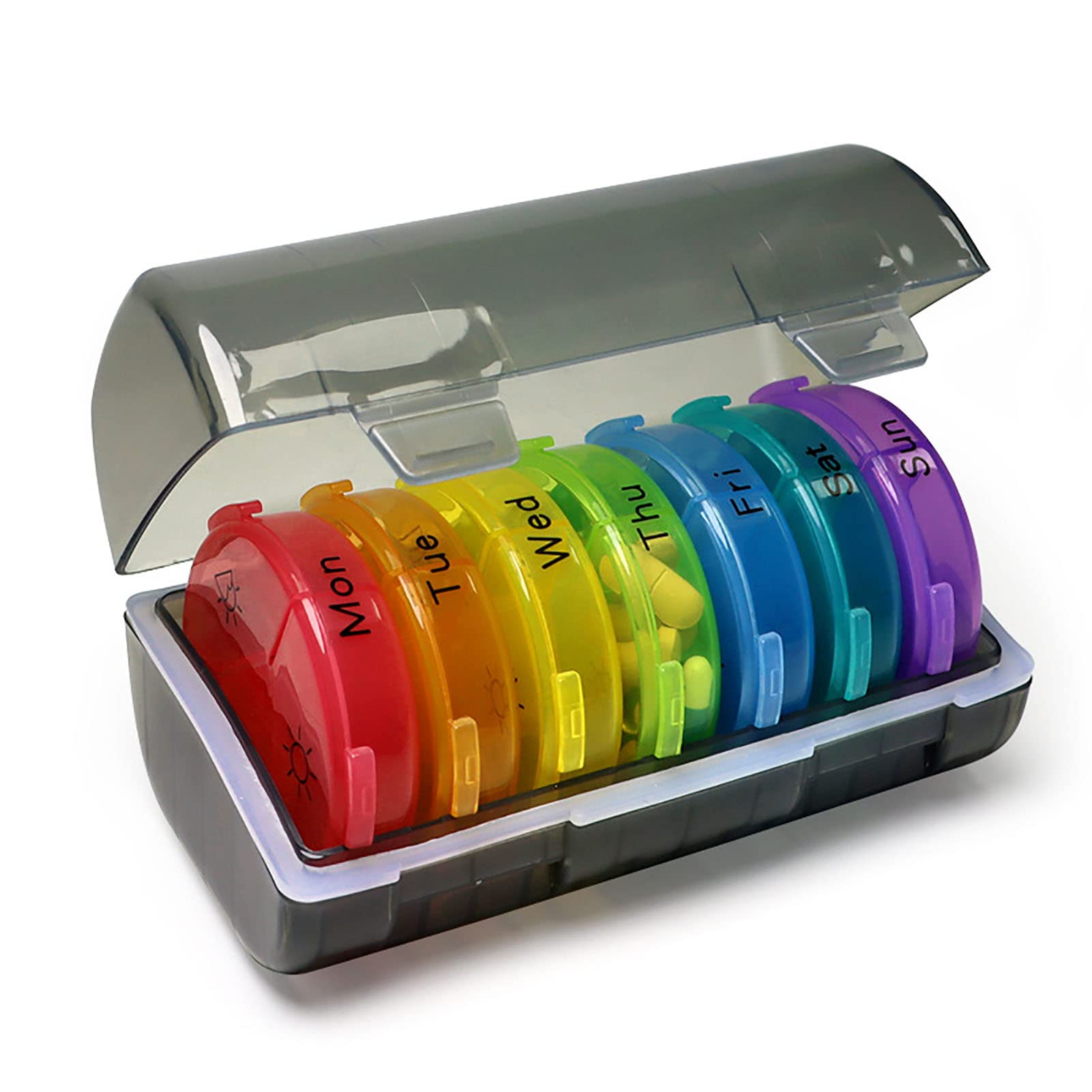 Pastillero Organizador 3 Veces Al Día, Pastillero Semanal 7 Días, 7 Colores, Pastillero Grande con 21 Compartimentos, Contenedor Organizador De Pastillas De Viaje para