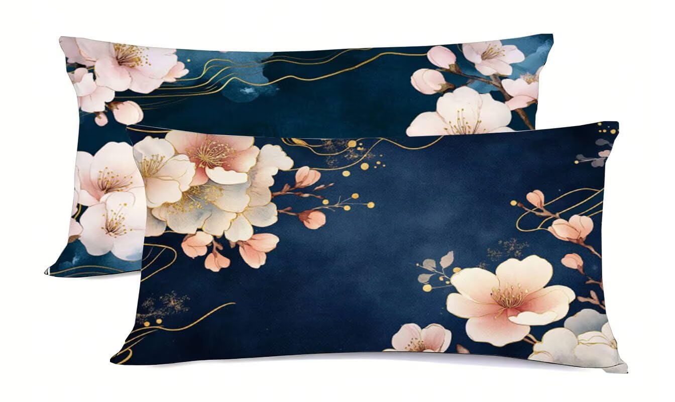 Taie d'oreiller 40x70cm fleurs thermorégulatrice protège oreiller bz-431