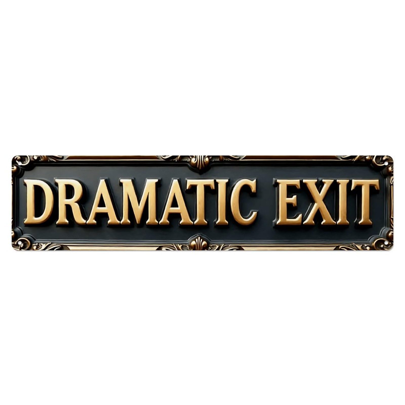 Rectangle Black Gold Ornate Dramatic Exit Luxury Vintage Sign Vintage Aluminium Metal Sign, Retro Wall Decor for Home, Bar, Garage & Farmhouse 10 * 40cm