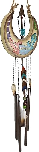 Miniatura 5 de Ebros Gift Southwest Western Tribal Native Boho Chic Gecko Lizard caprichoso en luna creciente con flecha atrapasueños pluma campanilla de viento