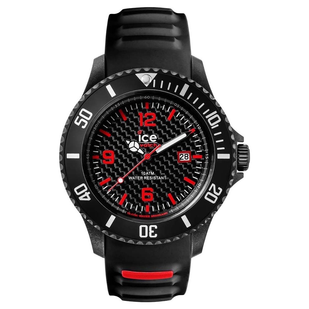 Ice Carbon Black White - Men's Wristwatch with Silicon Strap