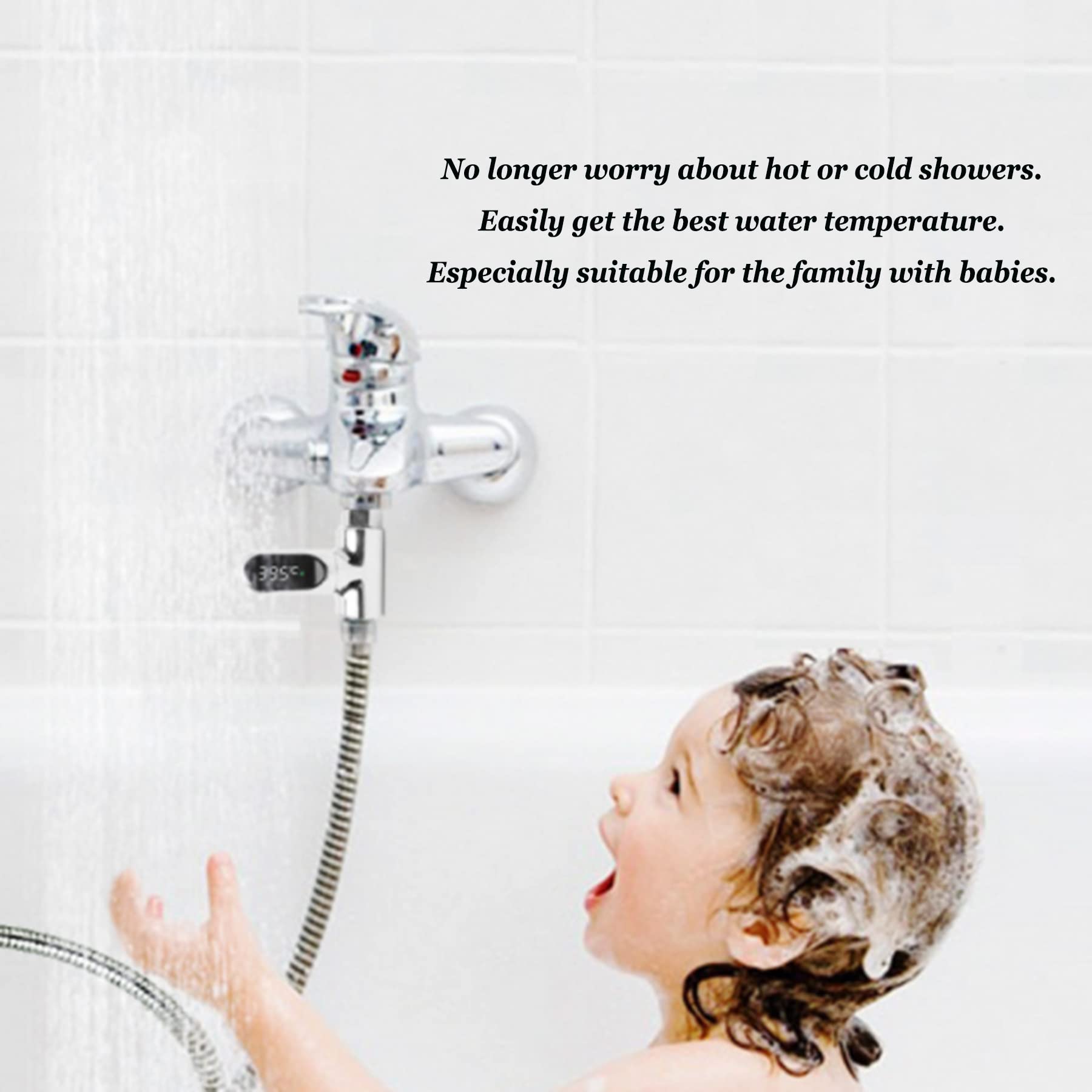 Affichage LED Thermomètre de douche, débit d', thermomètre de douche auto-générateur pour soins de