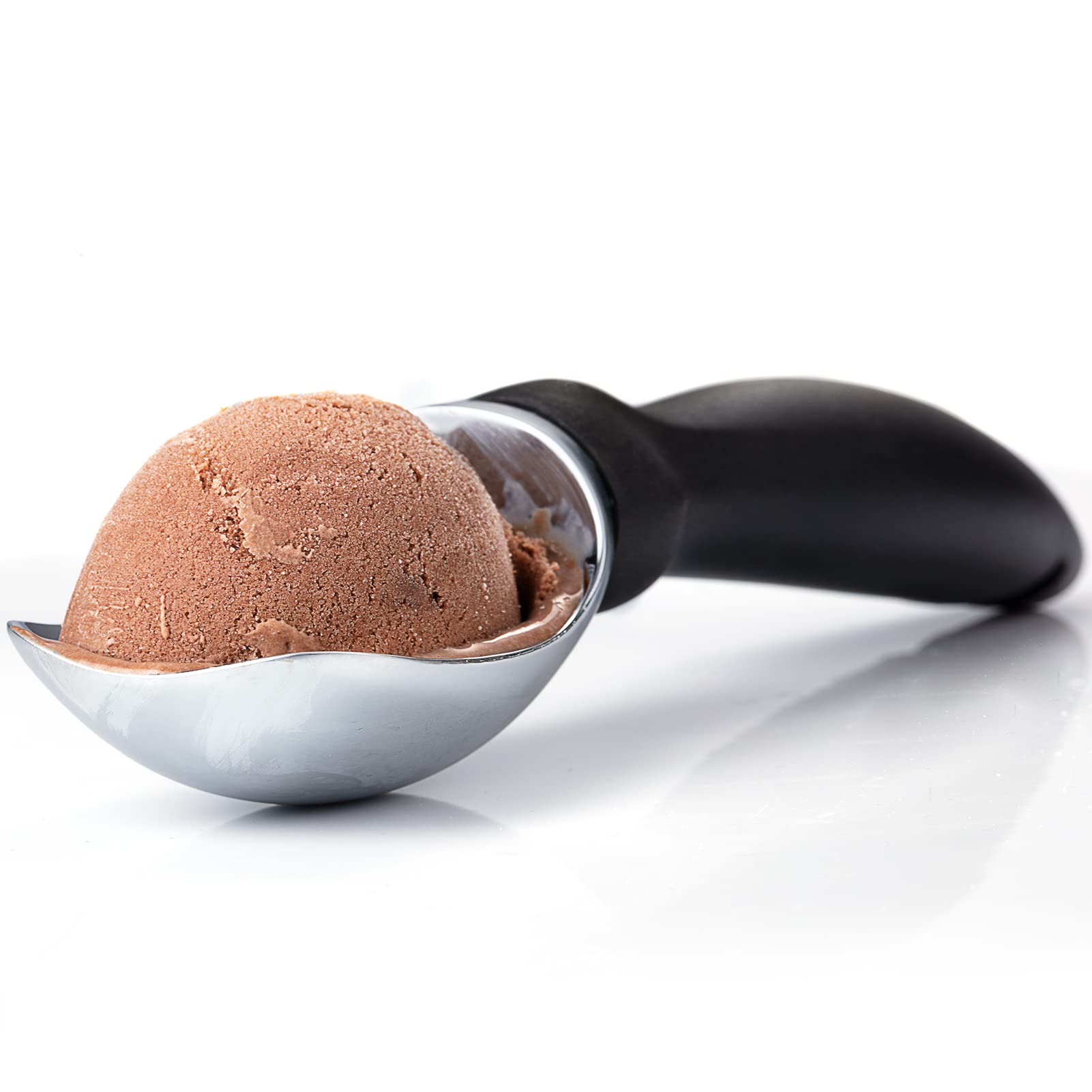 Ice Cream Scooper Spoon with Comfortable Grips Never Bend, Professional Ice-Cream Spade for Gelatos, Frozen Yogurt, Fruit, Sundaes (Black) TREBLEWIND