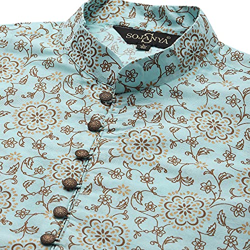 Image of SOJANYA Men's Silk Blend Printed Since 1958 Kurta Churidar Pyjama Set