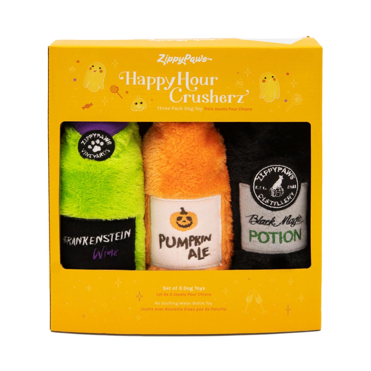 ZippyPaws Happy Hour Crusherz - Halloween Three Pack, Halloween, 3 Stück, Medium/Large