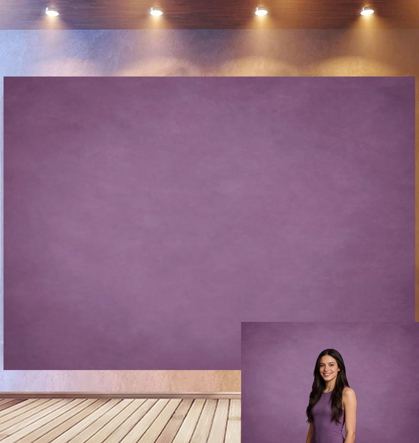 3,6x2,5m Vintage Lila Strukturierter Leinwand Hintergrund, Rustikale Abgeblätterte Stoffoberfläche Deko Fotohintergrund, Eleganter Romantikstil Fotostudio Requisite