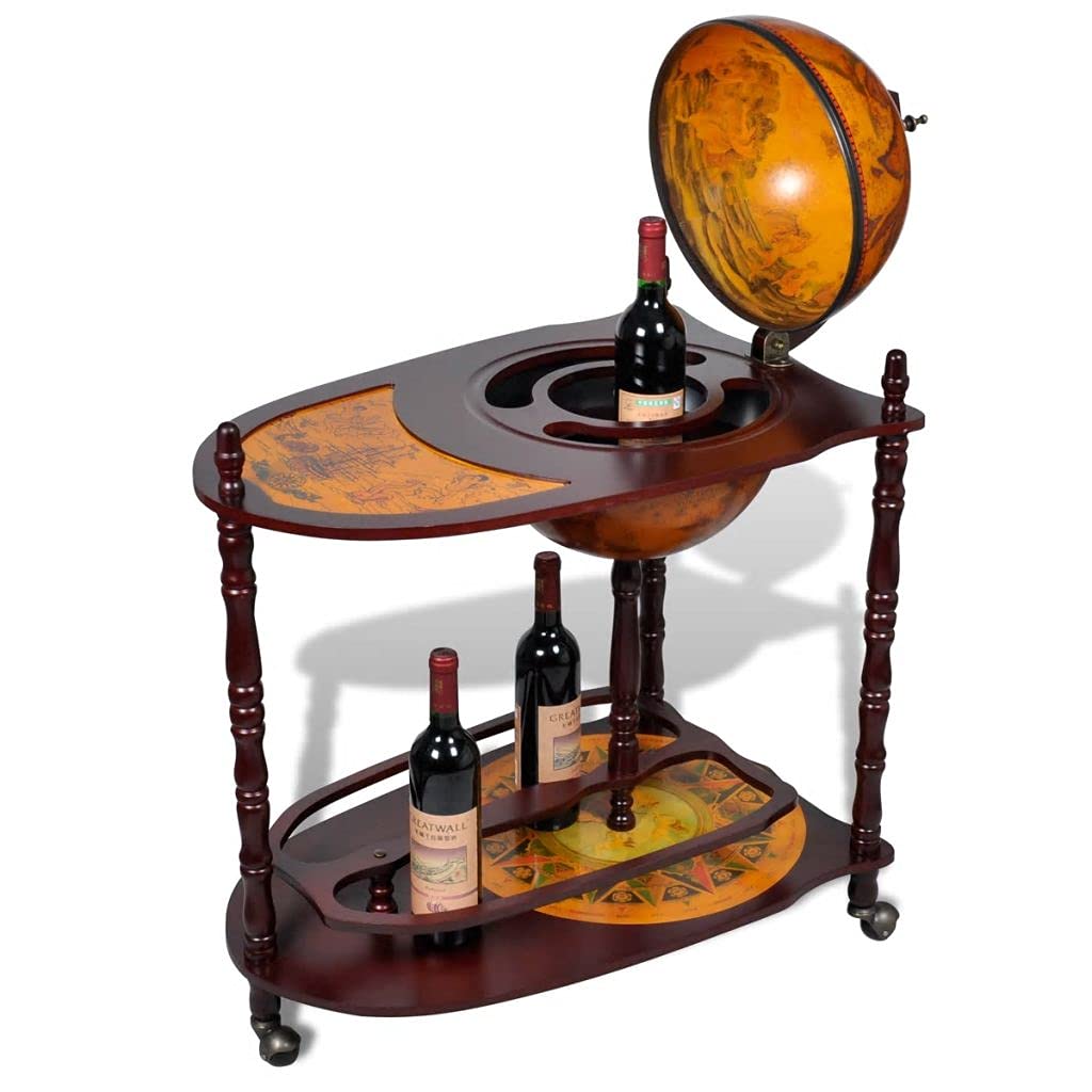Susany Globe Bar Wine Stand Bar Globe Globe Bar Cabinet Eucalyptus Wood Freestanding