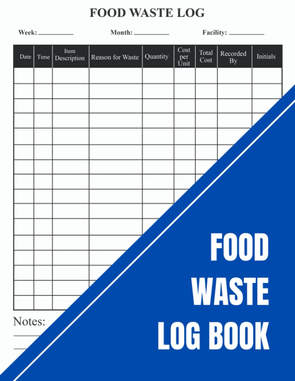 Food Waste Log Book: Kitchen Log Book | Food Hygiene Record Book | Red | For Restaurants, Catering & Home |A4