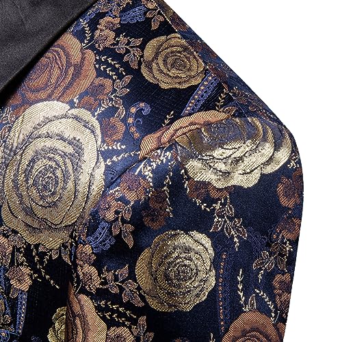 Image of Barry. Wang Men's Sport Coats & Blazers Flower Suit Jacket 1 Button Paisley Tuxedo Mardi Gras Carnival Parade Gift