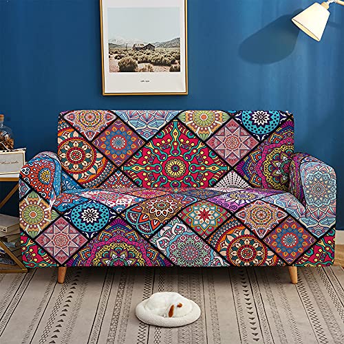Hosima Mandala Sofa Covers For 3 Cushion Couch,Bohemian Couch Slipcover,Floral Pattern Printed Sofa Covers,Living Room Stretch Couch Covers For 3 Seater Furniture Covers #TOP3