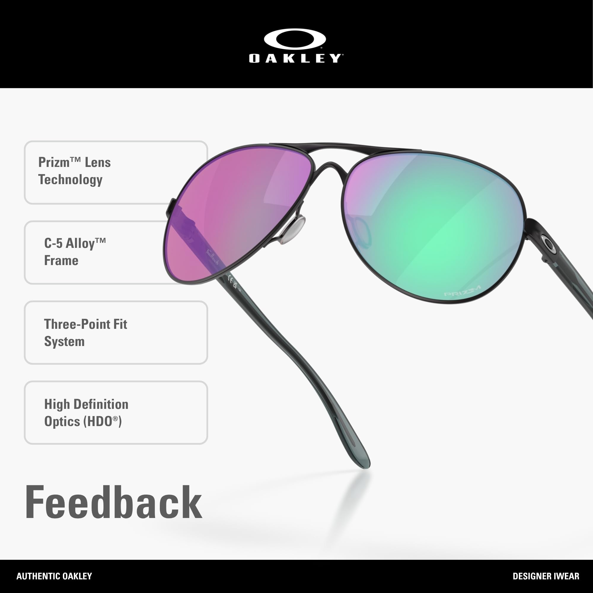 Oakley Damskie okulary przeciwsłoneczne Oo4079 Feedback Pilot, Satynowy czarny/Prizm Golf, Medium