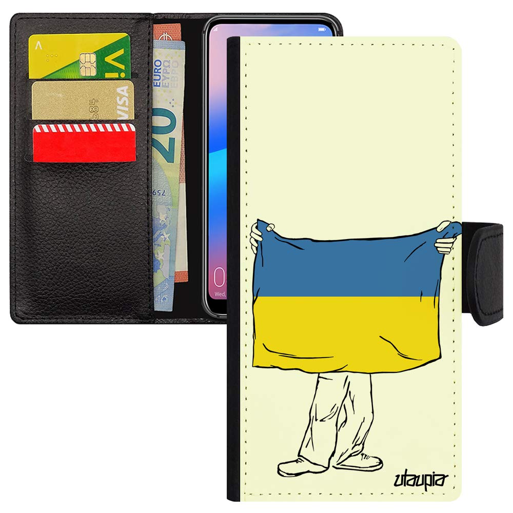 Coque Samsung S21 simili cuir rabat porte cartes drapeau Ukraine