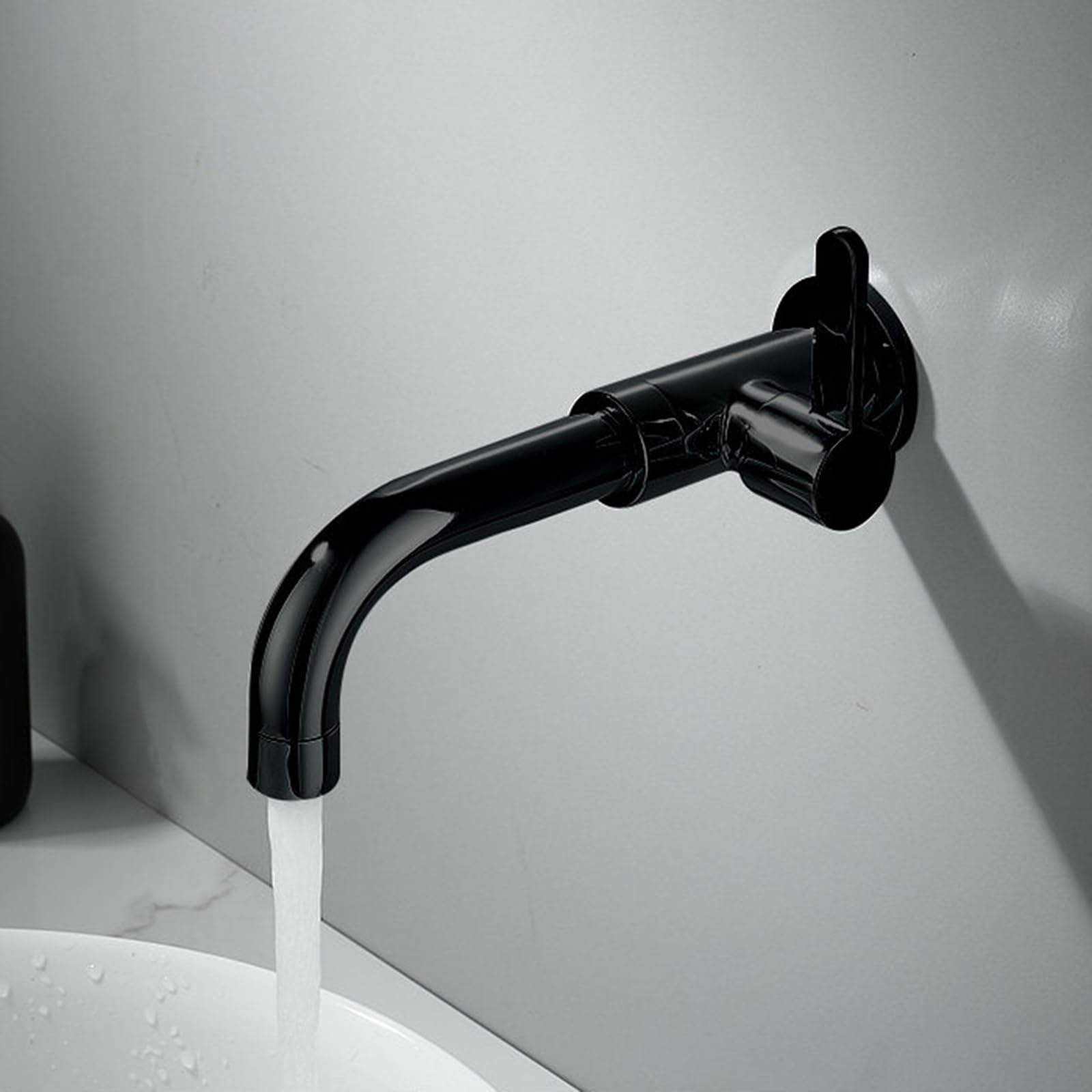 SOHNVWTGD Garden Tap Wall Mount Cold Water Brass Single Cold Water Basin Tap Mop Pool Faucet Black