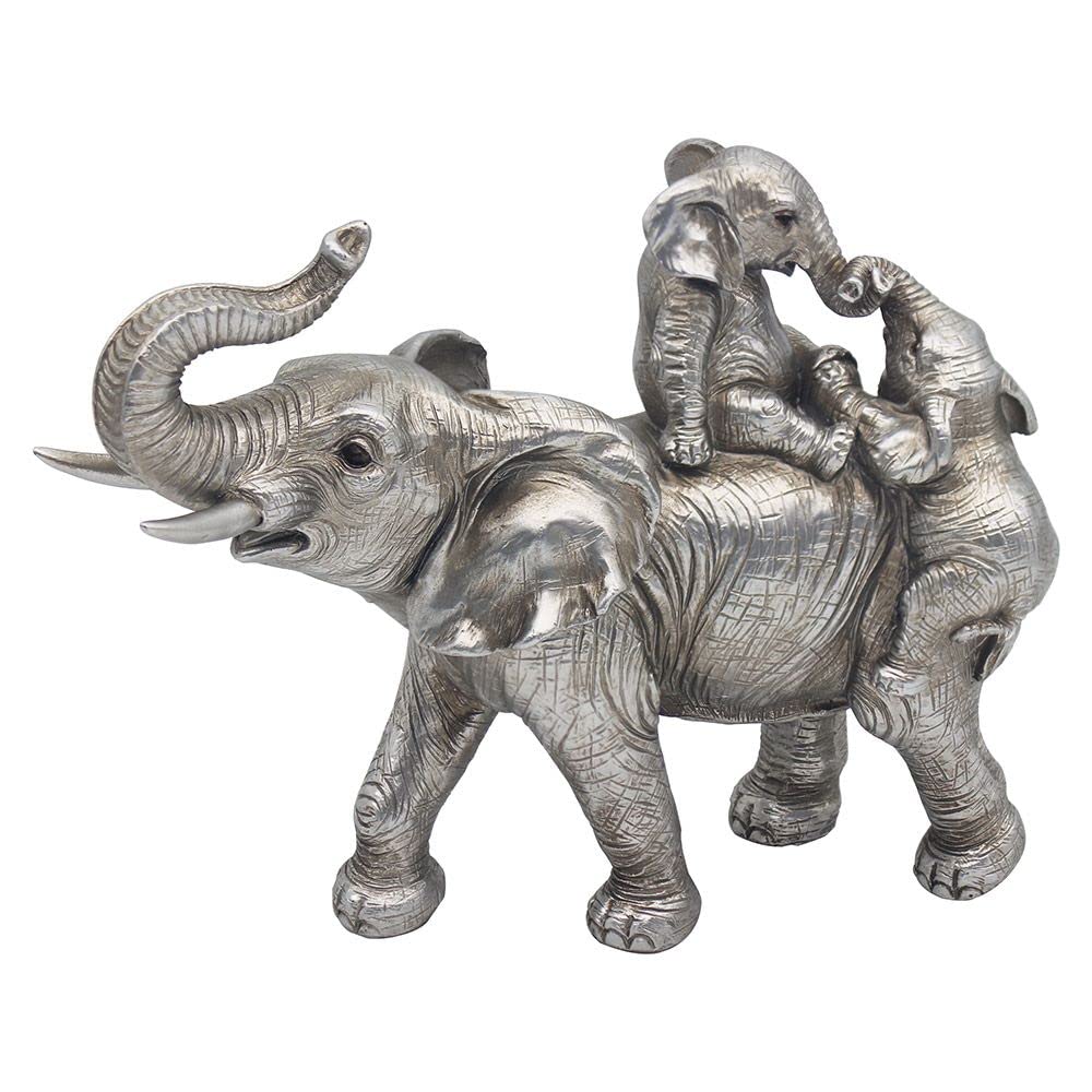 Lesser & Pavey Silver Reflections Elephant And Playful Calves
