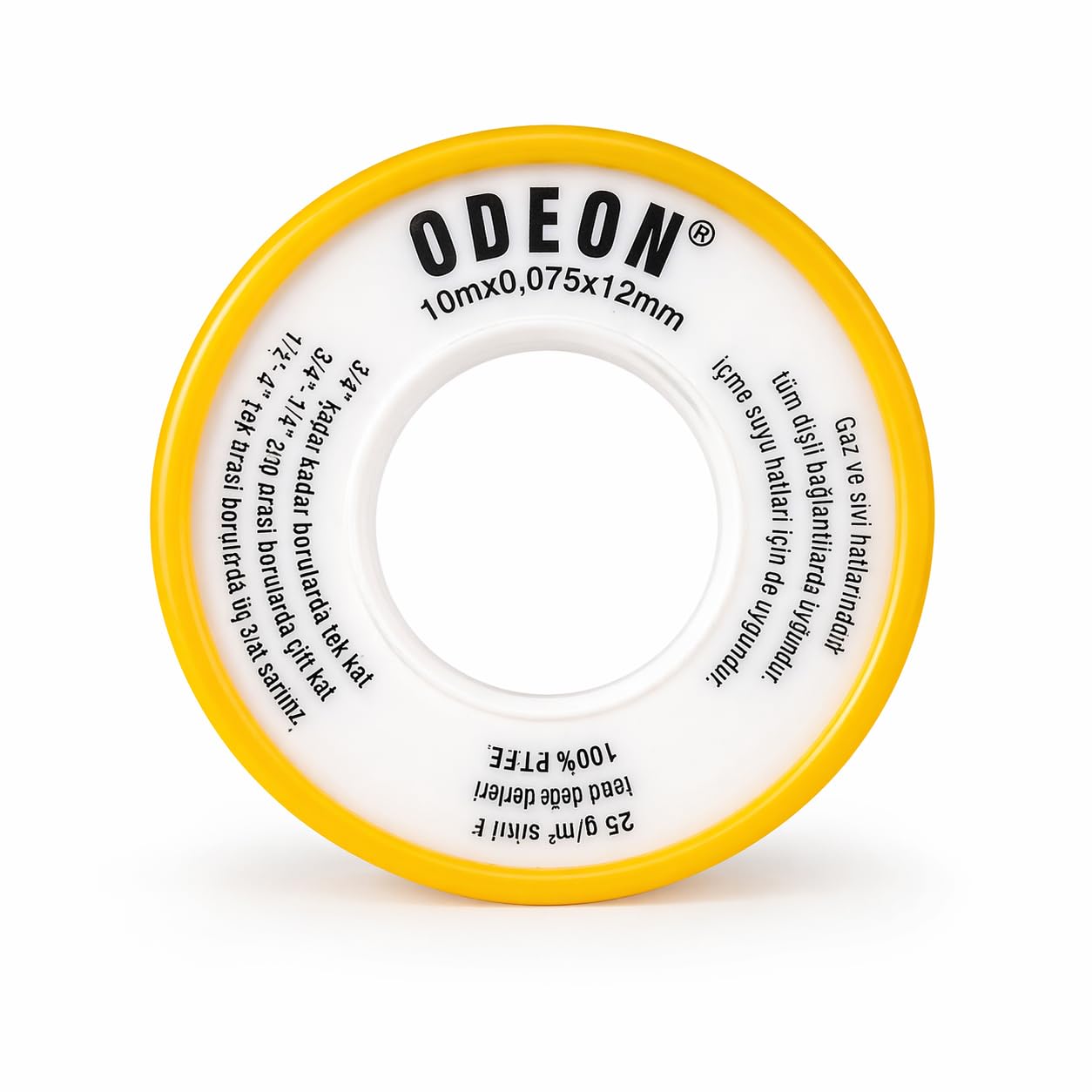 Teflon Bant 12mm x 10m – Su Tesisat Bandı, Sızdırmazlık Bandı, Musluk ve Boru Bağlantıları İçin PTFE Bant