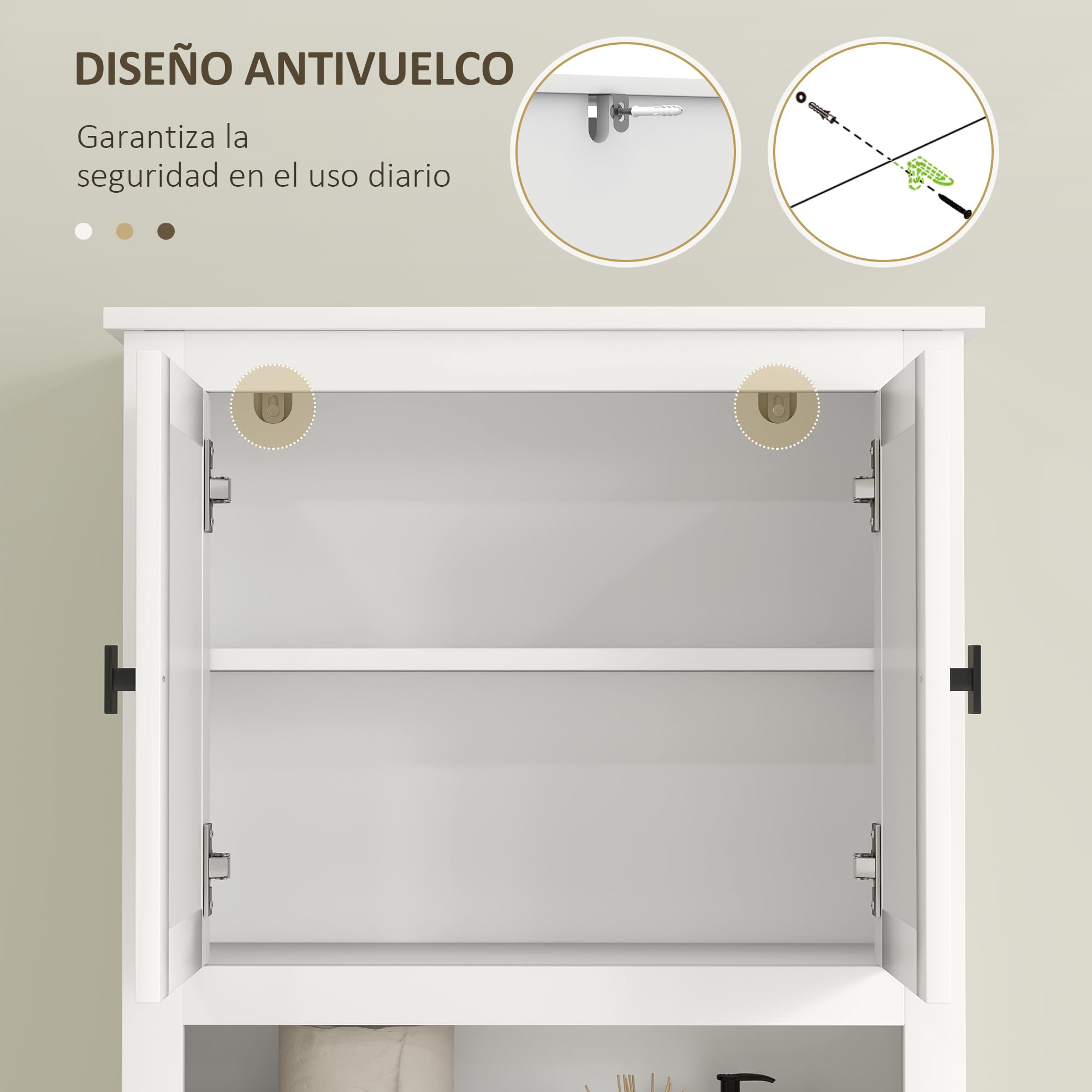 HOMCOM Mueble sobre Inodoro Estrecho Armario sobre Inodoro con 2 Puertas con Frontal de Ratán Compartimento y Estante Ajustable Mueble de Baño 60x19,5x160 cm Blanco