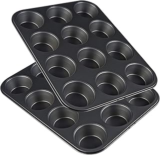 MGE - Moule à Cupcakes - Plaque à Muffins - Acier au Carbone - Revêtement Antiadhésif - Set 2