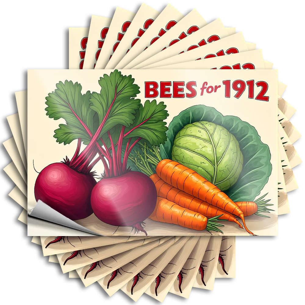 Bees for 1912: A Vibrant Harvest of Vegetables Tattoos Gamers Accessories | Heavy Hat Removable Decal Pack(6X9CM)