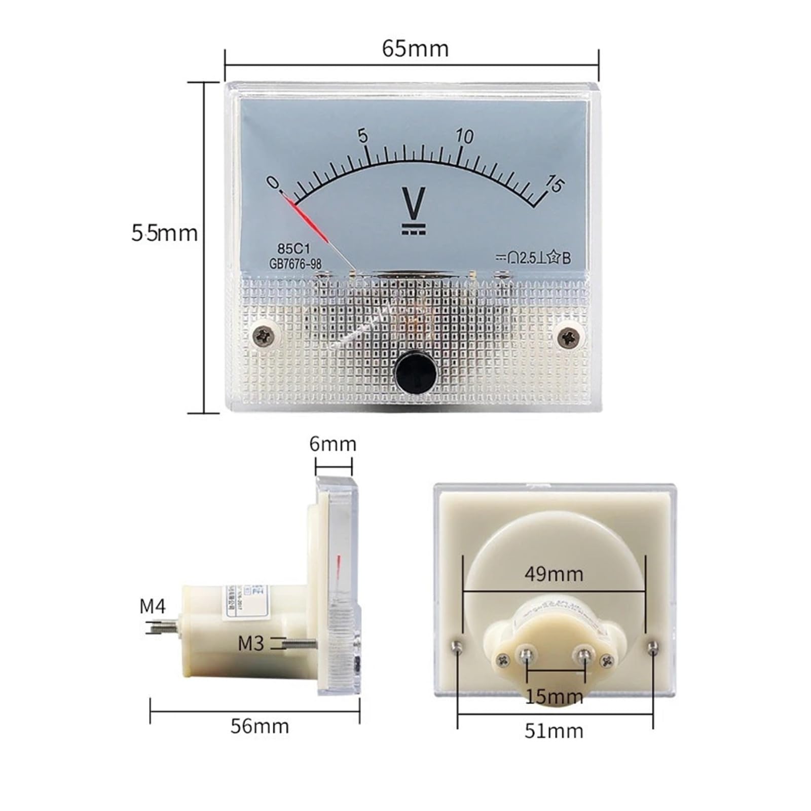 Panel 85C1-V, napięcie stałe, miernik analogowy, woltomierz 5V-1000V (0-75 V)