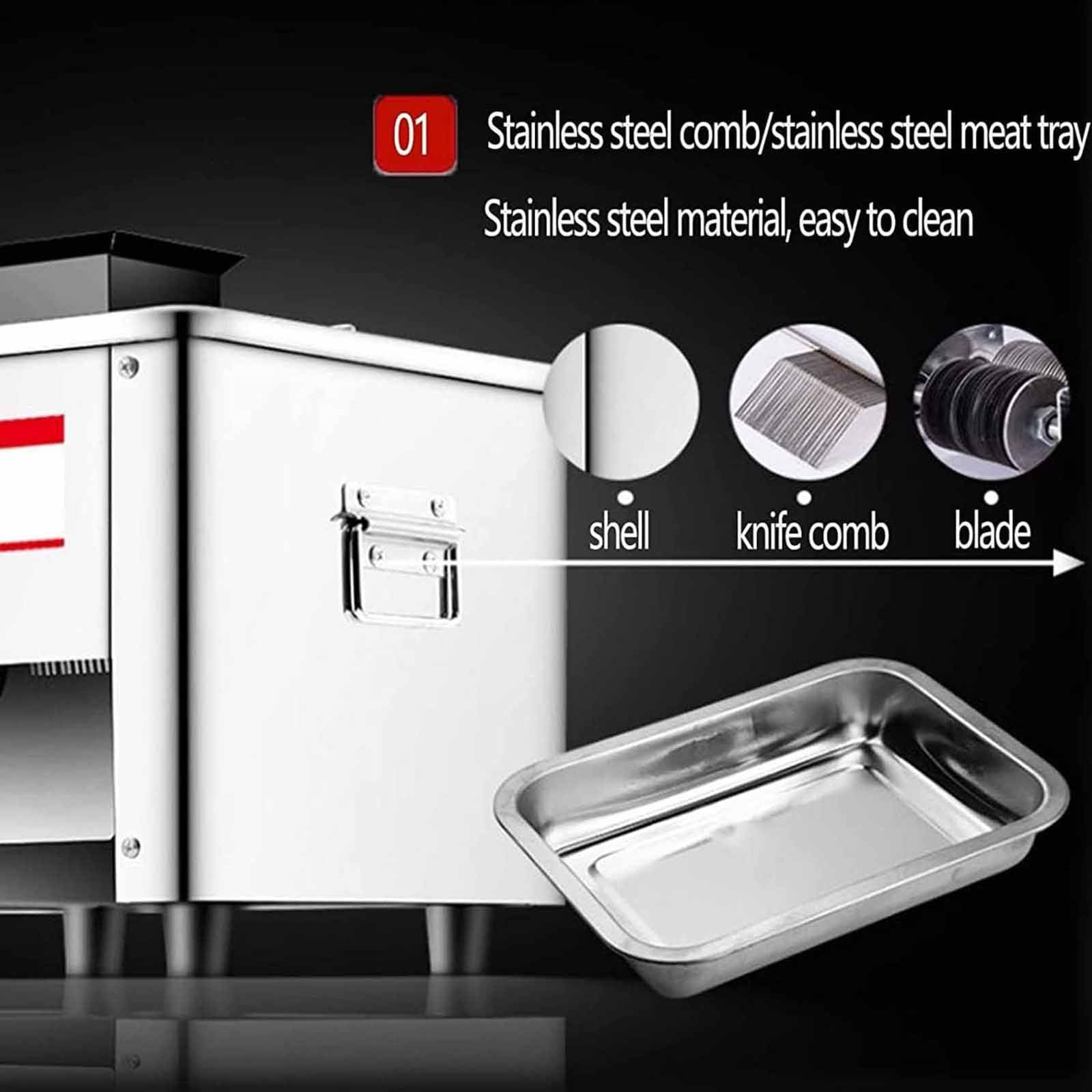 PixCy 850w Cortafiambres Eléctrica, Hoja De Acero Inoxidable Cortafiambres Profesional, Espesor 2.0-21mm Cortadora De Fiambres Ajustable para Carne, Fiambres, Rosbif, Verduras,110V-5.0MM
