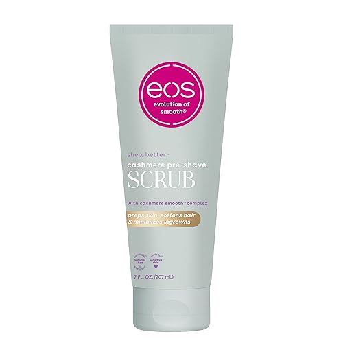 eos Cashmere Skin Collection Pre-Shave Scrub- Vanilla Cashmere, Exfoliating Body Scrub, Vanilla Body Scrub, Hydrating, Shea Sugar, 7 fl oz