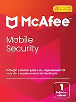 Software antivírus McAfee Mobile Security para 1 Dispositivo (Android/iOS),|Monitoramento de identidade| operações bancárias e compras com privacidade|VPN automática|Assinatura de 1 Ano|Cartão-chave