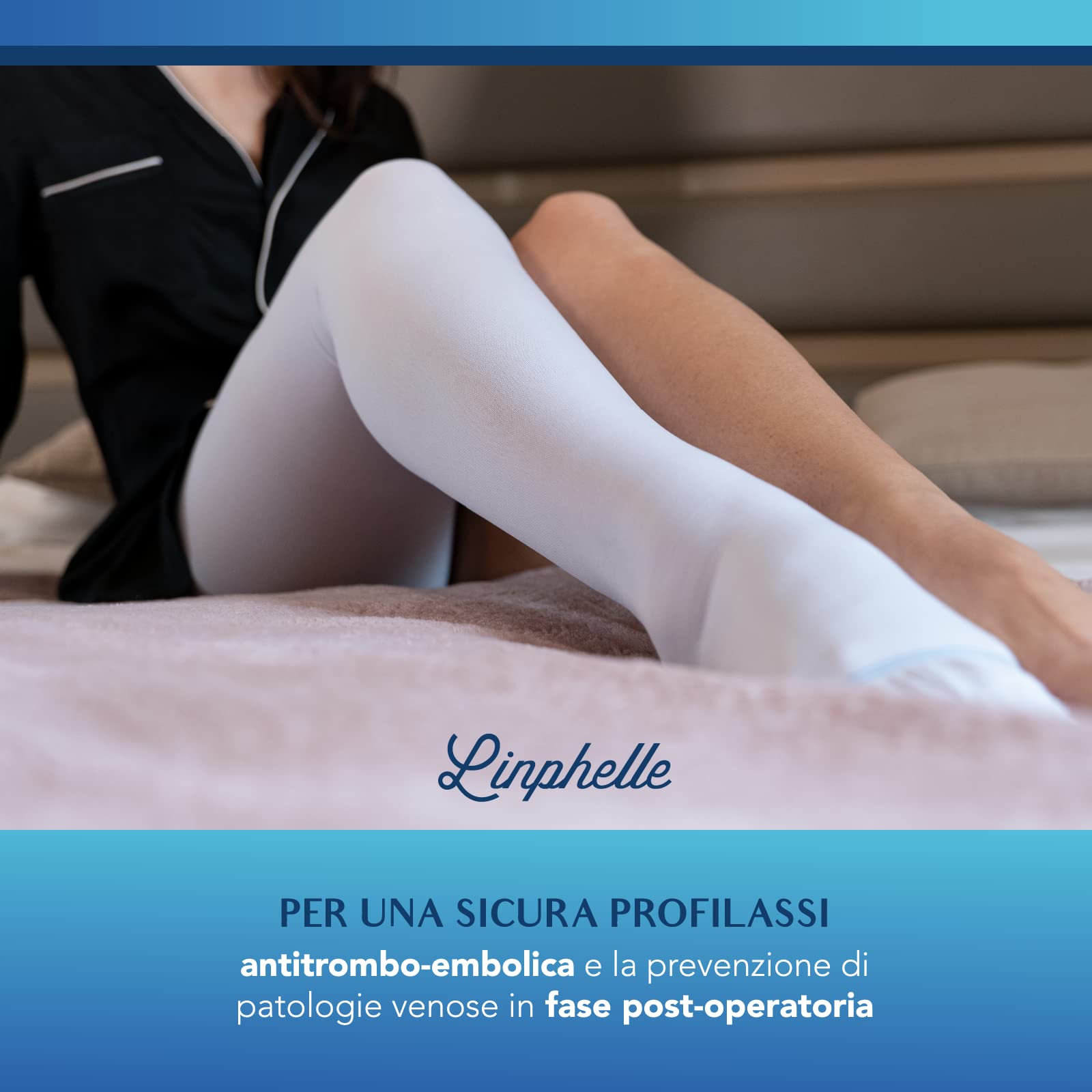Linphelle Calza Monocollant Antitrombo Medicale a Compressione Graduata, Gamba Destra, Classe 1, Calza Elastiche Antiembolismo per Degenza