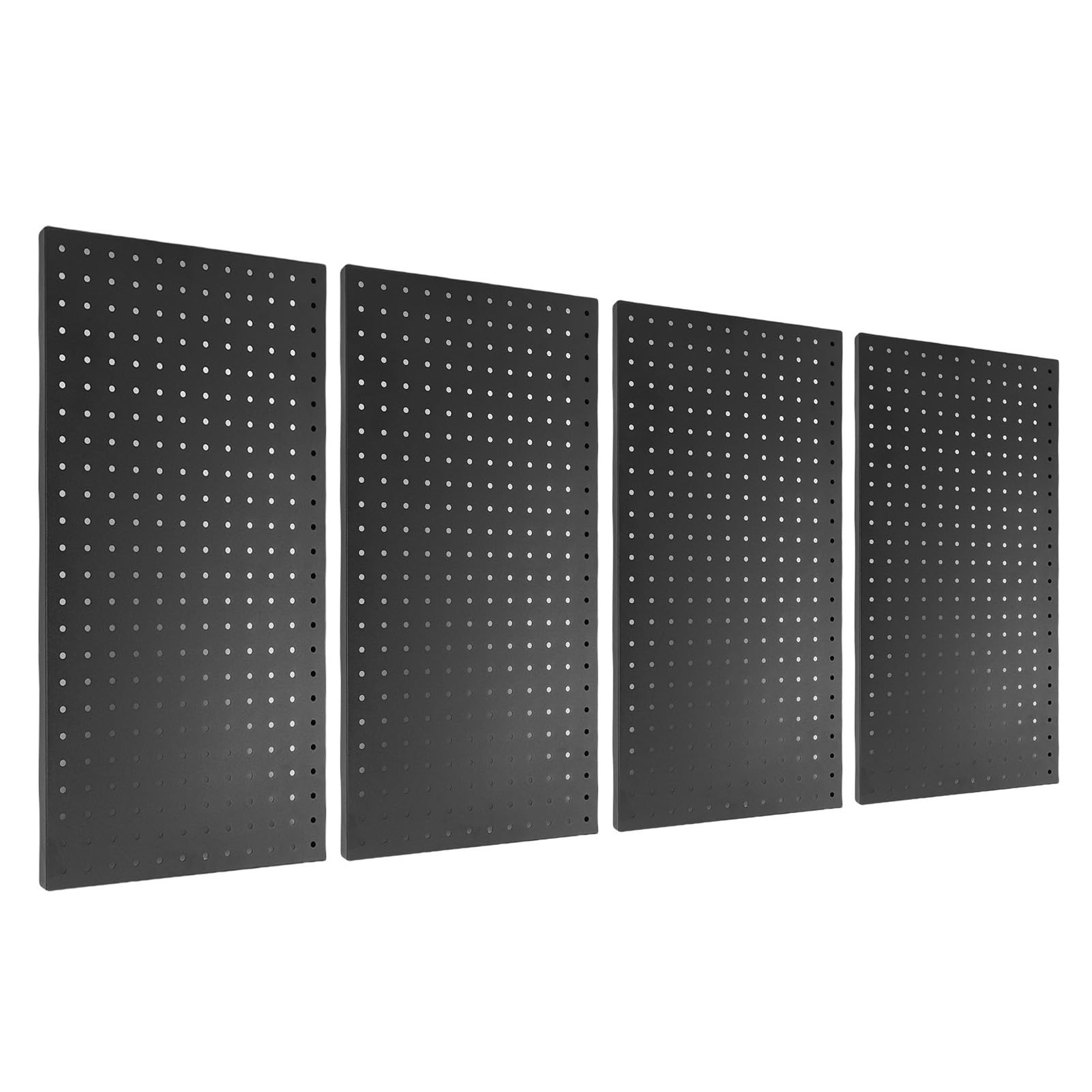Keenso Metal Pegboard Wall Panels, 4 Pack Black Steel Peg Board Organizer with Rails Hooks Shelves, for Garage Tool Storage Workbench Home Organization