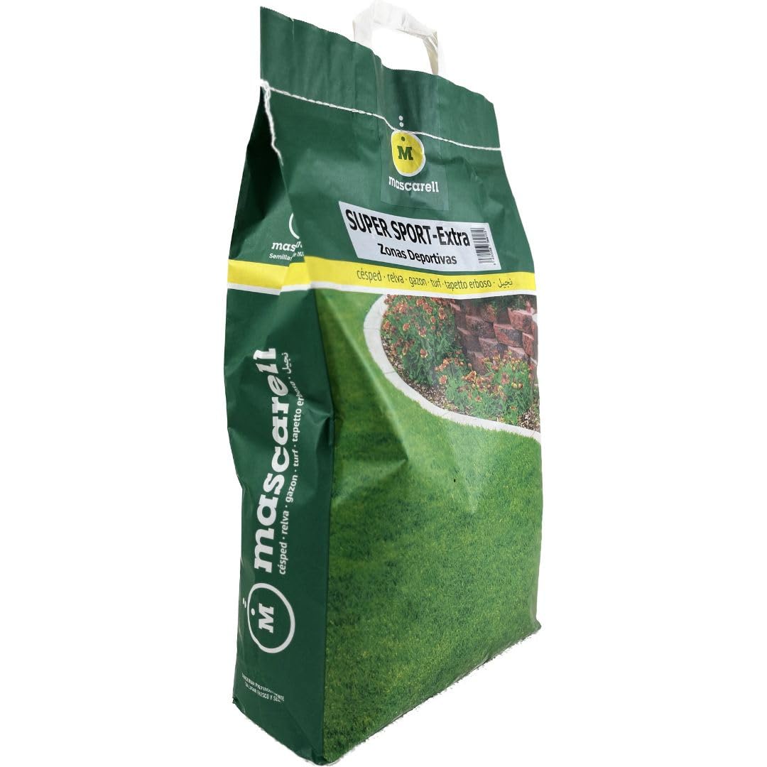 Mascarell Semillas, SUPER SPORT EXTRA, Semillas de Césped, Verde y Duradero, Compacto y Resistente, 5 KG