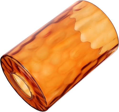 Pantalla de cristal con patrón de piedra cilíndrica ámbar cubierta de lámpara de vidrio de 3.9 pulgadas, reemplazo para lámparas colgantes y de pie