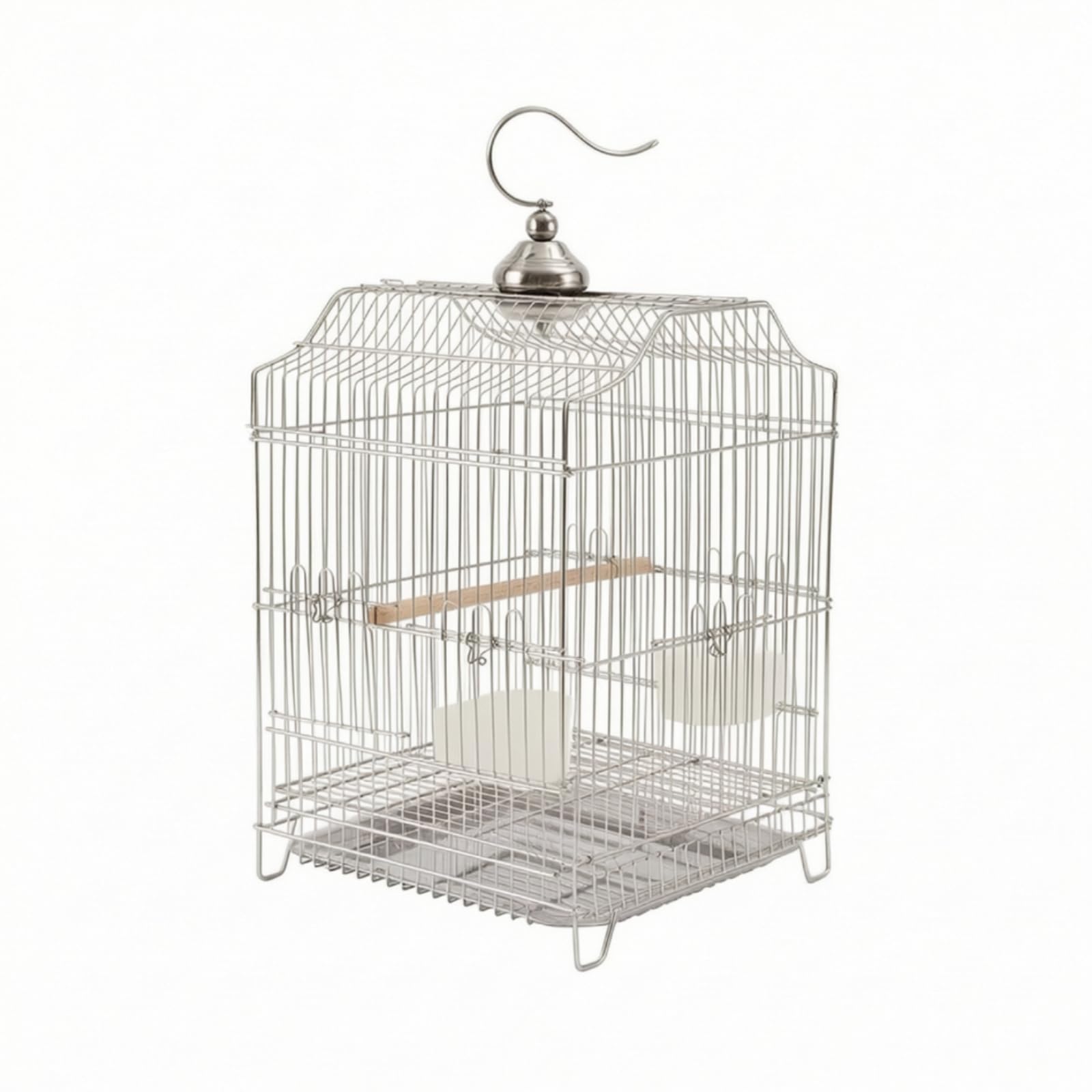 Edelstahl-Vogelkäfig hausnehmbar Vogelkäfig mit Kotschublade quadratisch Vogelvolie für Vogelbesitz, Wellensittichhalt, Wohnzimm, 31x31x58.5 cm