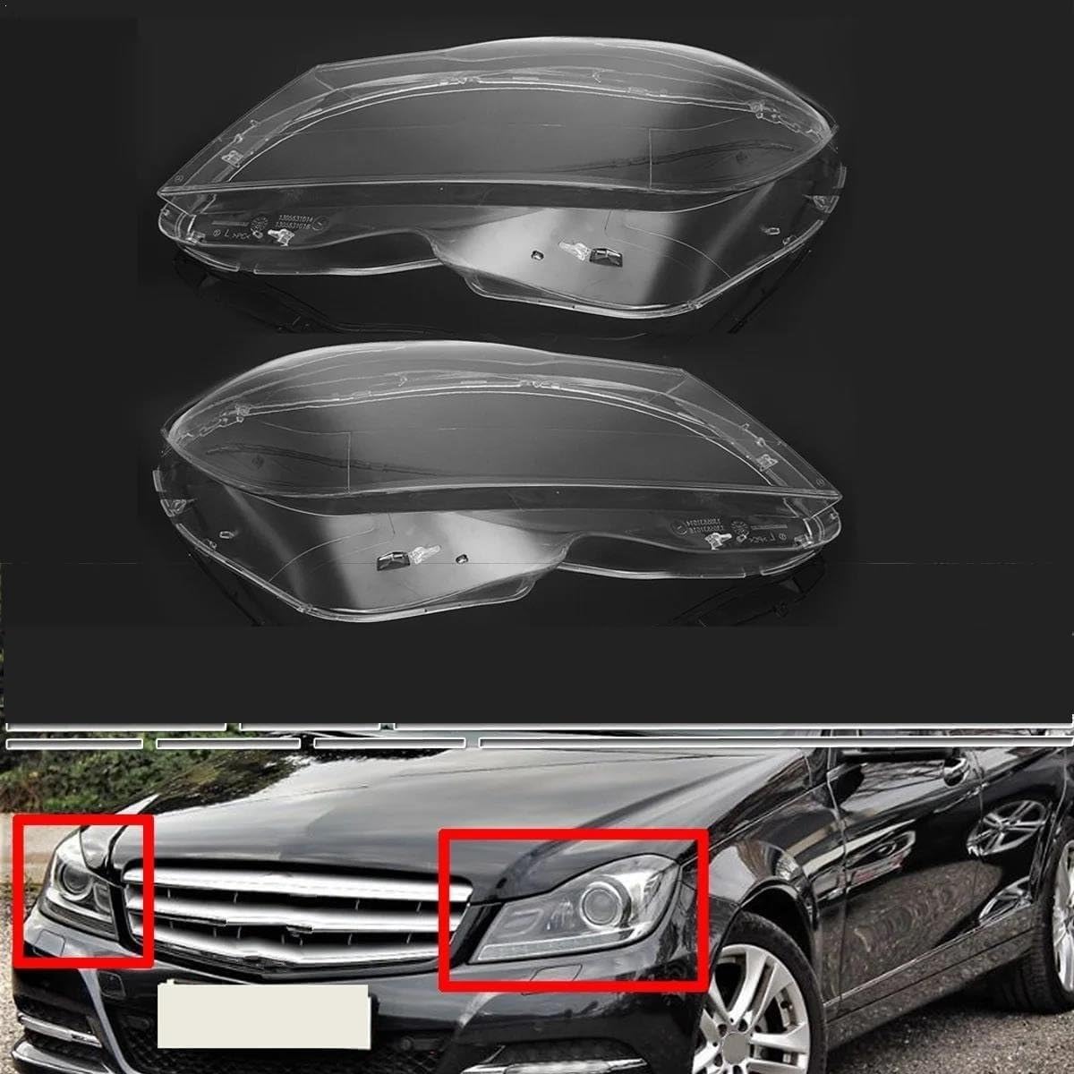 Car Headlamp Cover for Mercedes Benz Clase C W204 Sedán Coupé C180 C200 C260 2011-2014,Headlight Cover Clear Lens,Lampshade Housing Caps,Lamp,Glass Diffusing Lens,A/Right