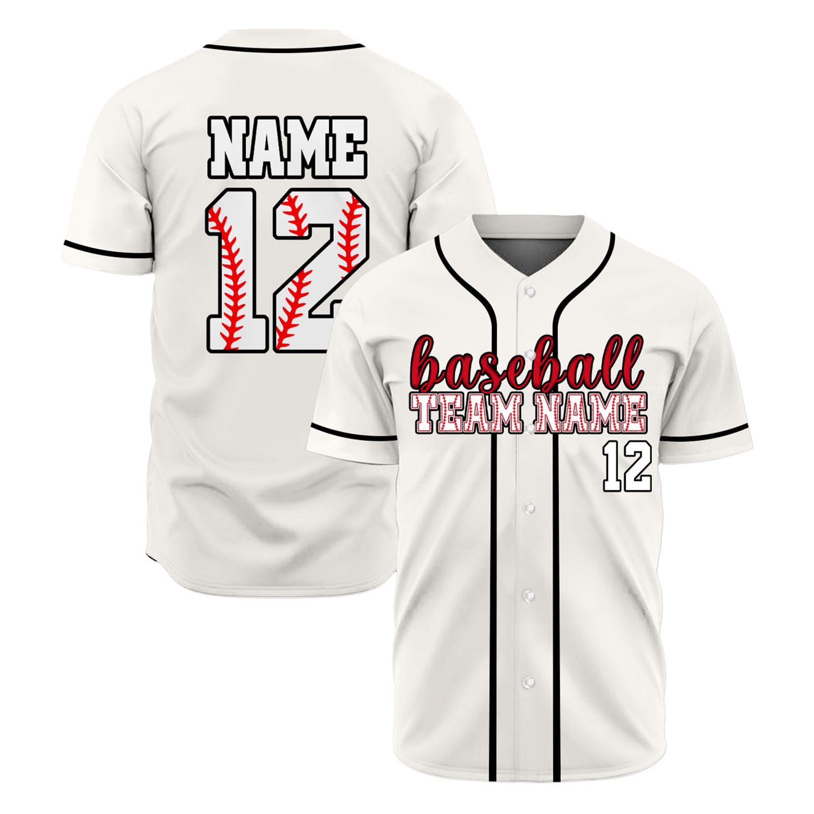 Custom Baseball Jersey, Personalized Name, Number & Logo, Pinstripe Button Up Jersey for Men, Women (US, Alpha, One Size, Regular, Regular, Style-06)