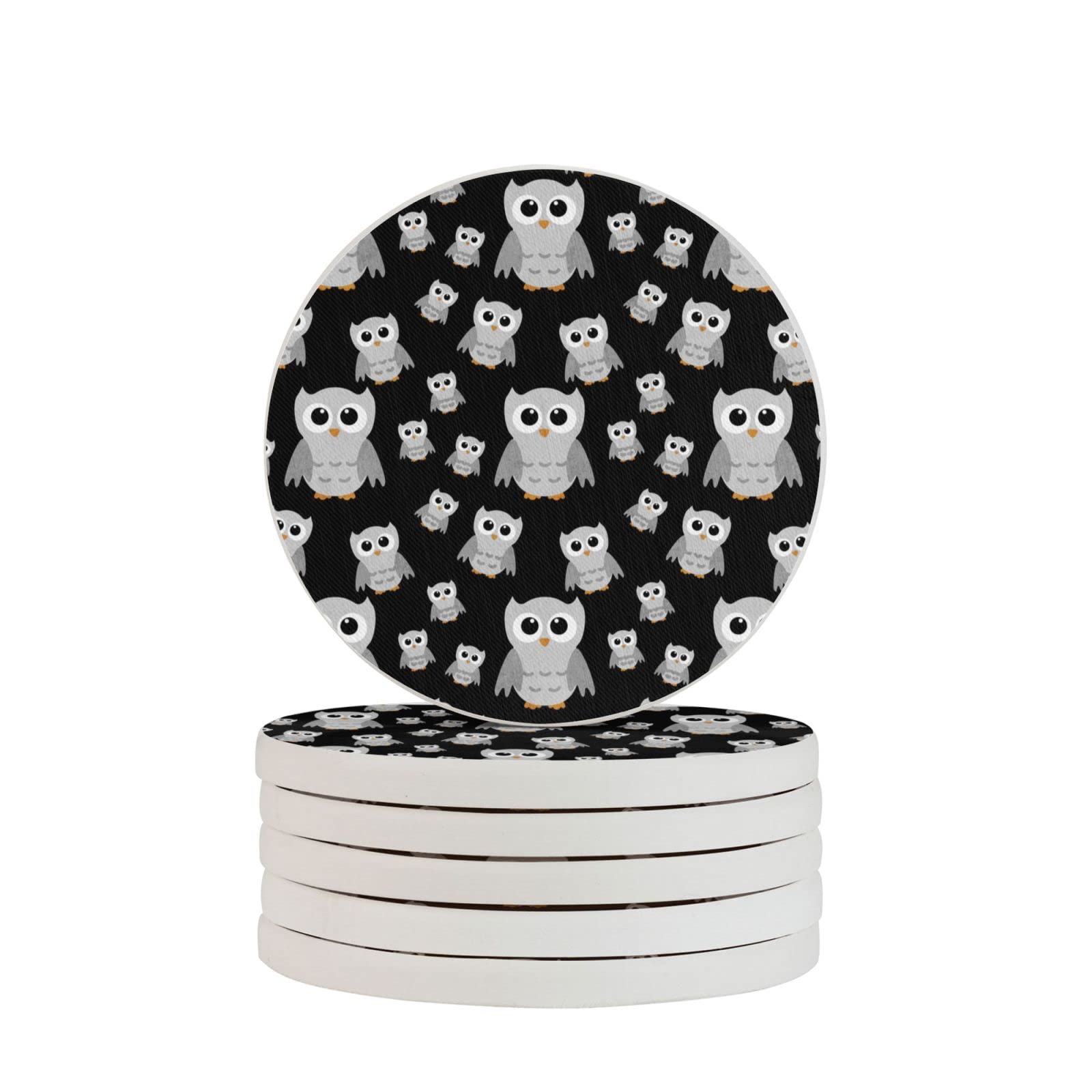 Cute Owl Two Pieces Drink Coaster for Tabletop Protection Place Mats for Home Decor