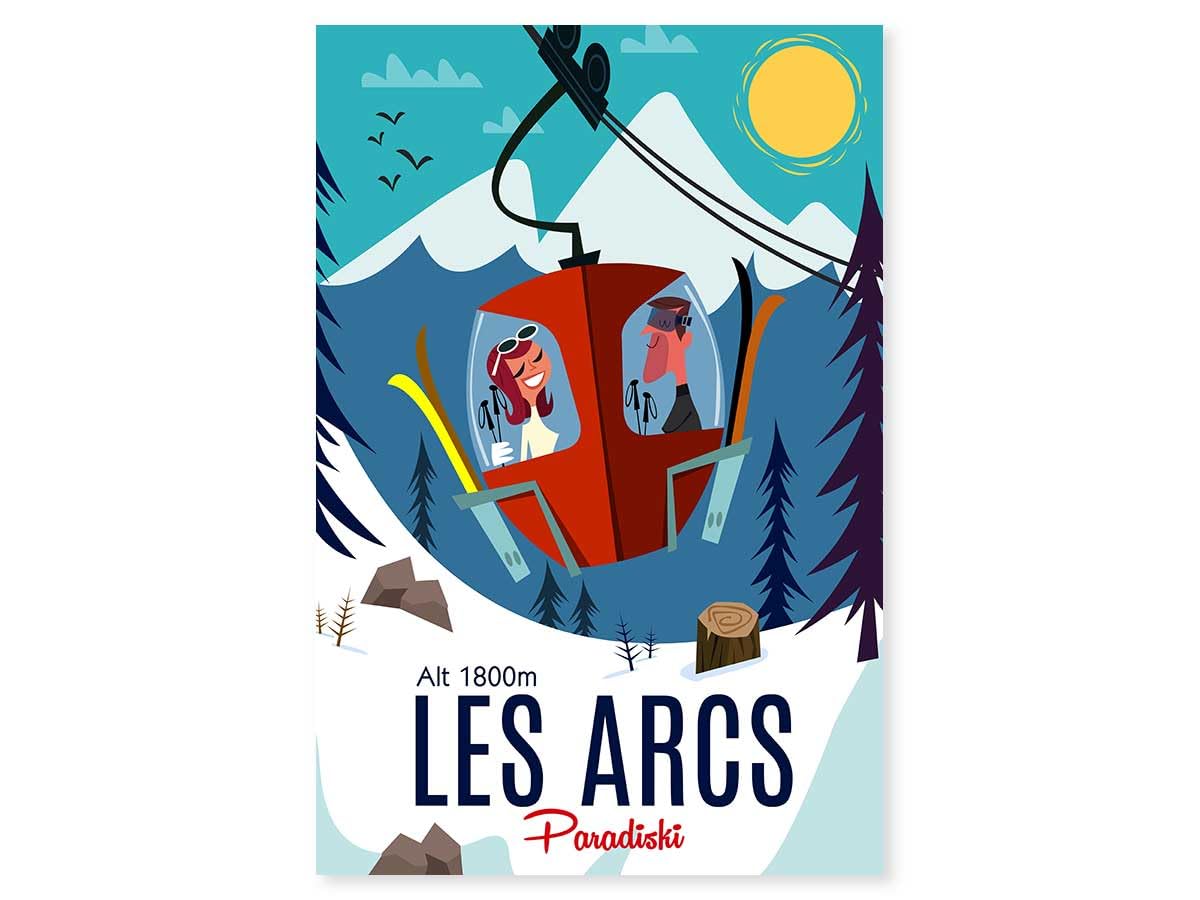 Tableau Paradiski Les Arcs toile déco pour une ambiance chalet de montagne